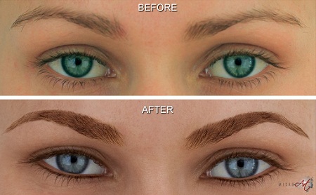 перманентный макияж бровей (до и после) перманентный макияж бровей (до и после)